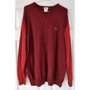 Lacoste Size 9 Large 100% Cotton Crewneck Pullover Sweater Reds Two Tone Men's